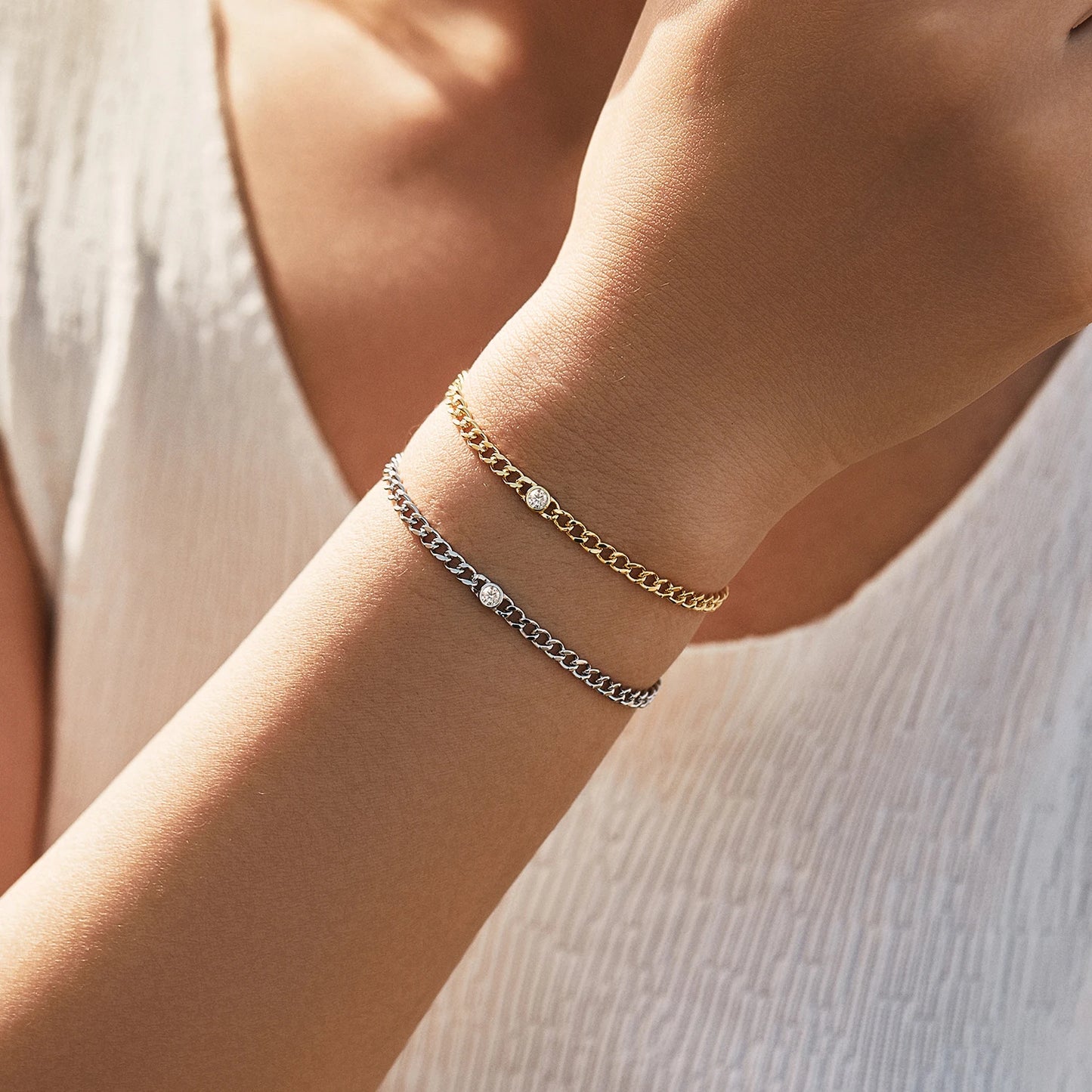 MODIAN® Moissanite Link Bracelet - Sterling Silver