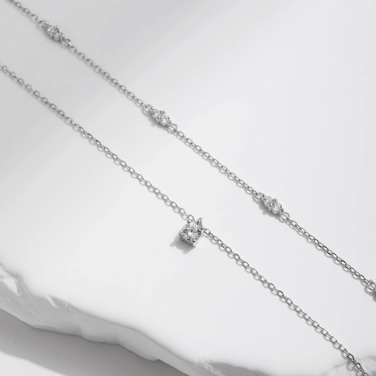 MODIAN® Moissanite Double Layer Pendant Round Stylish Choker