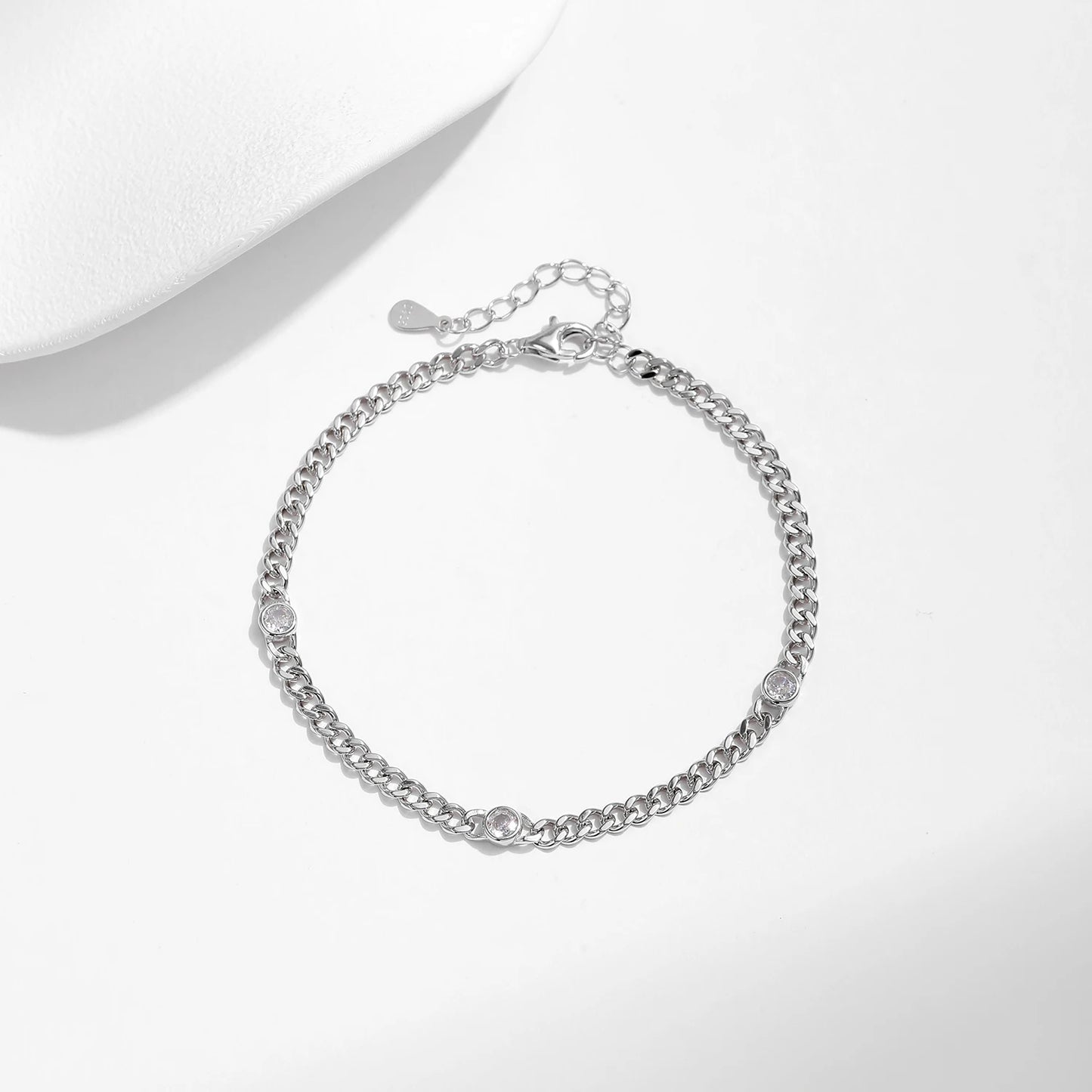 MODIAN® White Gold Plated Round Moissanite Twisted Bracelet - Sterling Sliver