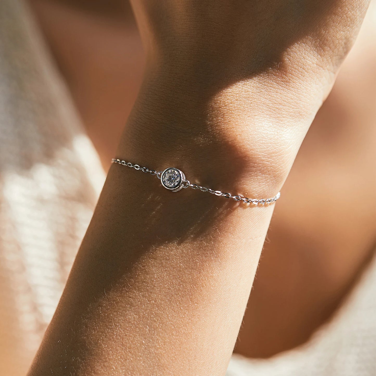 MODIAN® Moissanite Classic Chain Charms Bracelet - Sterling Silver