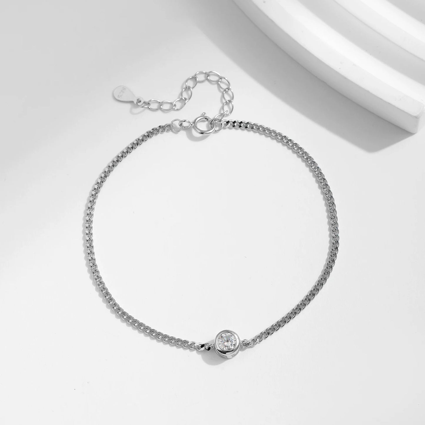 MODIAN® Moissanite Bezel Setting Bracelet - Sterling Silver