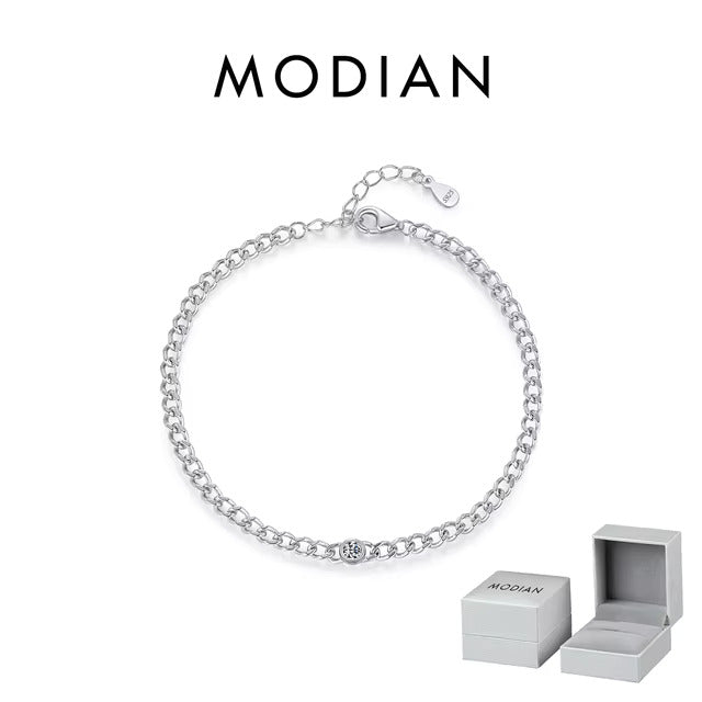 MODIAN® Moissanite Link Bracelet - Sterling Silver