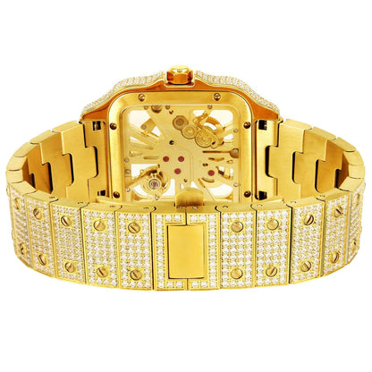 MODIAN® Moissanite Skeleton Dial Yellow Tone Watch