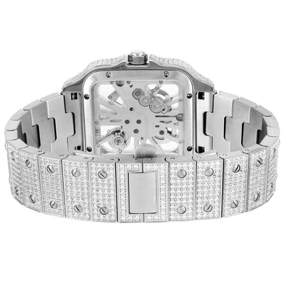 MODIAN® Moissanite Skeleton White Tone Dial Watch