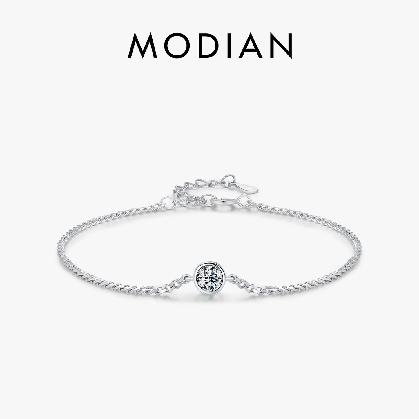 MODIAN™ Moissanite Bezel Setting Bracelet - Sterling Silver