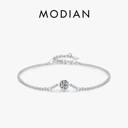 MODIAN™ Moissanite Bezel Setting Bracelet - Sterling Silver