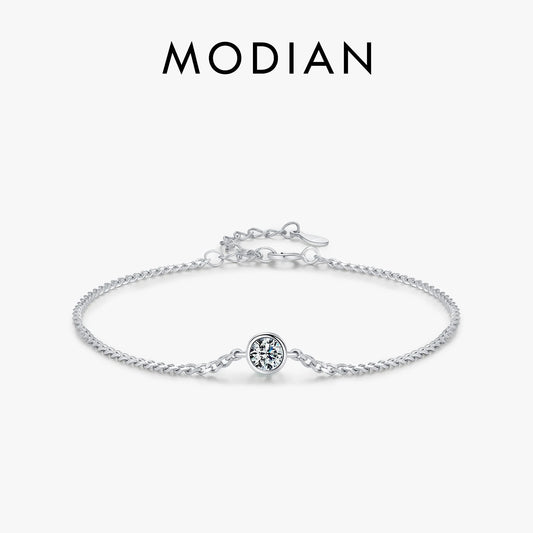 MODIAN™ Moissanite Bezel Setting Bracelet - Sterling Silver