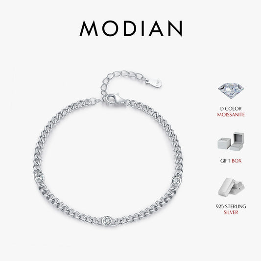 MODIAN™ White Gold Plated Round Moissanite Twisted Bracelet - Sterling Sliver