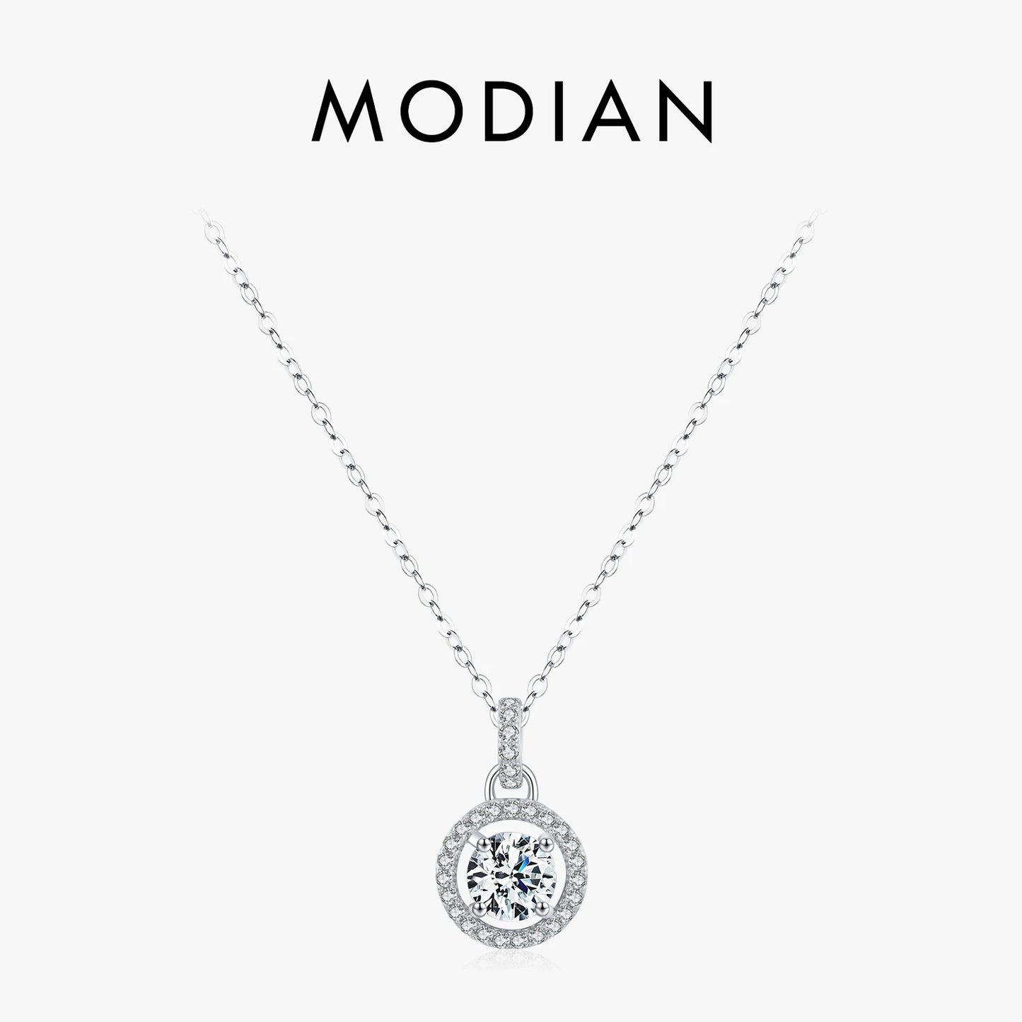 MODIAN 1 Carat Moissanite Pendant Necklace