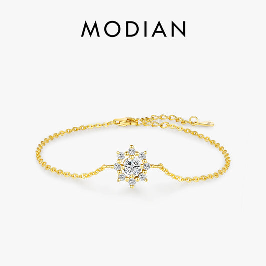 MODIAN™ Sterling Silver Snowflake Chain With Moissanite Gem.