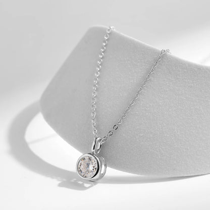 MODIAN 1 Carat Round Bezel Moissanite Pendant Necklace