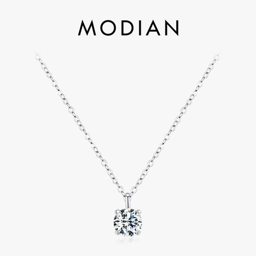 MODIAN 1 Carat Prong Setting Moissanite Necklace