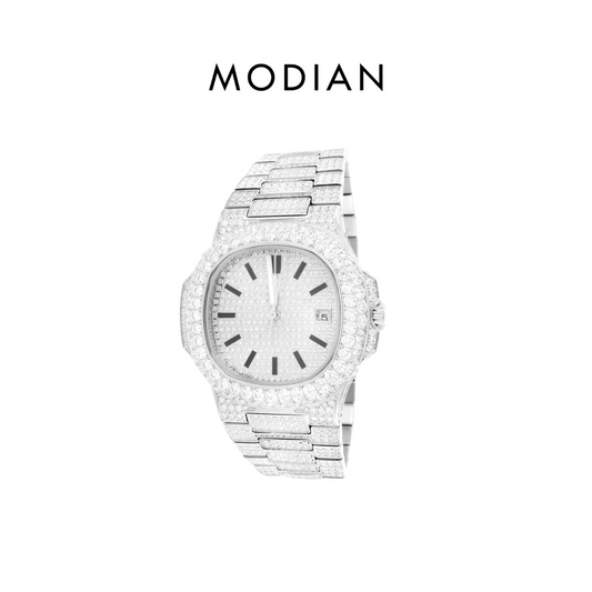 MODIAN® Moissanite 19.0ct Solitaire Bezel Presidential Watch