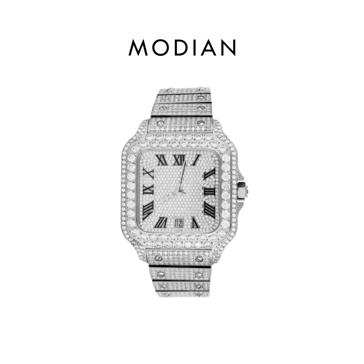 MODIAN® Moissanite White Tone Iced Out Watch